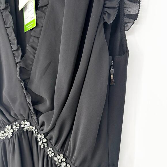 NWT Kate Spade Black Chiffon Embellished Mini Dress Size 6 - Picture 8 of 12